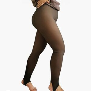 New Fleece Lined Illusion Sheer Nylons Leggings